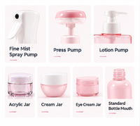 Ensemble complet de flacons et pots cosmétiques roses, 9 tailles, 30g-300ml, contenants vides rechargeables pour soins de la peau, vaporisateur, tonique, lotion, crème