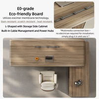 Bureau de direction de style minimaliste italien, finition grain de bois, grand bureau de direction en forme de L, mobilier de bureau