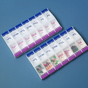 Boîte de rangement hebdomadaire pour pilules, 7 jours, 14 compartiments, organisateur de médicaments à touches de piano, en plastique, vente en gros - Product Image 2