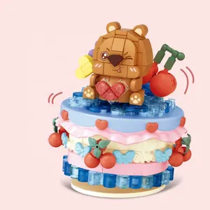 원더 문 802027-802034 귀여운 애완 동물 쉐이크 컵 케이크 시리즈 빌딩 블록 DIY 미니 플라스틱 블록 아이들을위한 벽돌 선물