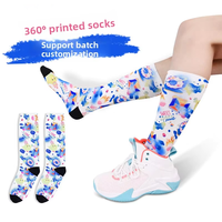Chaussettes 360 à Impression Numérique pour Femmes et Hommes – Vente en Gros, Mode, Sublimation Irrégulière, Tie-Dye, Dessin Animé 3D, Absorbantes, Style Estival