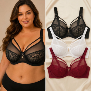 Soutien-gorge élégant en dentelle blanche avec anneaux de connexion en or rose - Product Image 3
