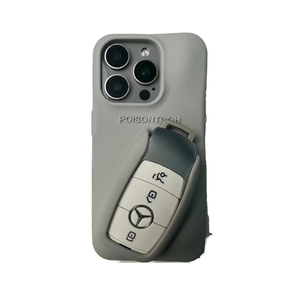 Étui de téléphone portable en silicone avec support pour clé de voiture et design miroir - Couleur unie - Product Image 1