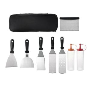 Kit d'outils de barbecue à surface plate personnalisé de 14 pièces, spatule extra épaisse, retourneur, pince pour barbecue en plein air, teppayaki, camping, cuisine - Product Image 2