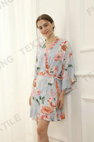 Robe élégante à fleurs à manches courtes et longueur genou pour femmes grandes tailles FUNG 6012