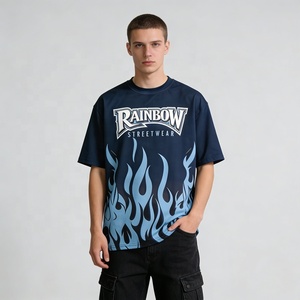 Camiseta de Cuello Redondo y Manga Corta con Estampado de Llamas en Toda la Superficie, Sublimación, Tela Suave y Transpirable, Ropa Casual Urbana para Hombre - Product Image 1