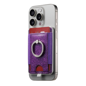 Étui de protection brillant en PU avec porte-anneau et emplacements pour cartes de crédit pour iPhone 17 Air/17 Pro Max/16 Plus/15 Pro, compatible avec la charge sans fil - Product Image 3