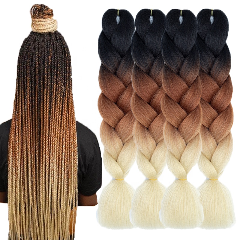 Gratis Monster Ombre Expressie Groothandel Synthetische Jumbo Haarvlecht Bevestiging Jumbo Spiraal Vlecht 24Inch 100G Verlenghaar