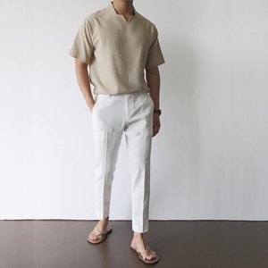 Nuovi <span class=keywords><strong>pantaloni</strong></span> Casual larghi da <span class=keywords><strong>uomo</strong></span> a nove punti <span class=keywords><strong>pantaloni</strong></span> di <span class=keywords><strong>lino</strong></span> bianco traspiranti <span class=keywords><strong>pantaloni</strong></span> dritti taglie forti - Product Image 5
