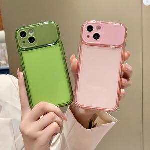 Coque de téléphone Apple transparente en TPU couleur bonbon pour iPhone 16 Pro, compatible avec iPhone 15 et 13, avec support miroir grande fenêtre - Product Image 3