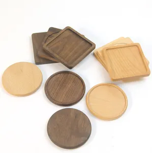 Pine Decoration Solid Wood Coaster Insulation Mat Round Square Wooden Coaster Tea Ceremony Cup Holder Tea Mat