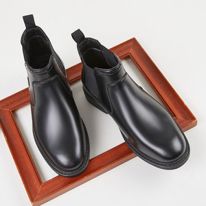 Botas <span class=keywords><strong>Chelsea</strong></span> de Plataforma con Punta Cerrada Estilo Británico para Hombre, Parte Superior de Cuero PU, Cierre Deslizante, Antideslizantes, Transpirables - Product Image 4