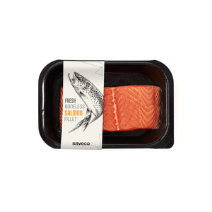 Pochette d'emballage en papier recyclé écologique, étiquette de fruits de mer surgelés, pochette d'emballage pour saumon fumé - Product Image 1