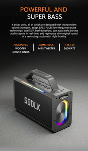 Sodlk S1115 200W Xách Tay <span class=keywords><strong>PA</strong></span> Hệ Thống Loa Với 2Pcs Micro Không Dây, 200W Máy Karaoke Cho Đảng/Ngoài Trời - Product Image 5