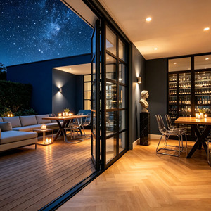 Puertas Plegables de Vidrio Acordeón con Aislamiento Térmico y Resistentes a Huracanes, Diseño Moderno, Ahorro de Espacio, para Jardín o Balcón - Product Image 1