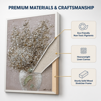Vente en gros de peinture à l'huile à texture épaisse fleur abstraite avec vase nature morte décoration murale peinte à la main avec pierre naturelle