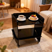 Table d'appoint en acrylique bleu à livraison rapide, présentoir à desserts et à vin pour fêtes en extérieur, avec roulettes, pour la maison, le bureau, l'hôtel