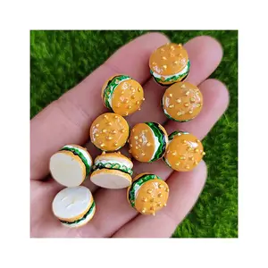 100 Buah Miniatur Resin Hamburger Kerajinan Flatbacks 3D Rumah Boneka Makanan DIY Casing Telepon Dekorasi Ruang Rumah untuk Scrapbooking Diy