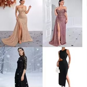 Abito lungo senza maniche con scollo profondo e spacco, stile aderente, bestseller transfrontaliero euro-americano, modello da esposizione - Product Image 2