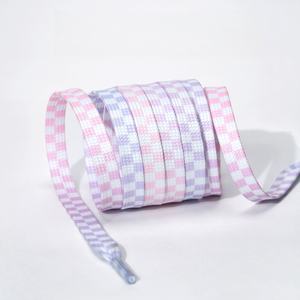 Wholesale Colorful Flat Shoelaces Custom Gradient Checkered Grid Printed Pattern Shoe <b>Laces</b> for Fashion Sneaker Sports - Product Image 6