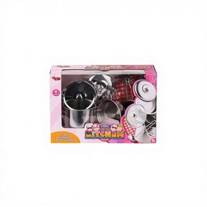 Vardem Toys 1818-3 Child's Double-sided Stainless Steel <b>Pot</b> <b>and</b> <b>Pan</b> <b>Set</b> 8 Pieces for 3+ Years - Product Image 1