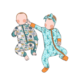 Romper Bayi Anak Lengan Panjang Resleting Bambu Custom Grosir untuk Musim Gugur, Piyama Kasual Warna Senada Bermotif ODM MOQ 5pcs - Product Image 3