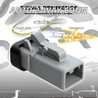 Conector Automotriz Original Amphenol ATP06-2S-M01, Carcasa de Conector PL de 2 Posiciones, Montaje en Cable ST, Gris