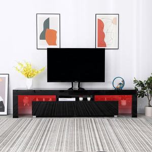 Soporte de madera de alto brillo para Tv, conjunto de consola de armario de Tv con luz Led y cajones de almacenamiento - Product Image 2