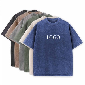 เสื้อยืดคอตตอน 100% ทรงโอเวอร์ไซส์ สไตล์วินเทจ ล้างสีแบบแอซิดวอช ผ้าหนา ใส่สบายๆ สตรีทแฟชั่น สำหรับผู้ชาย - Product Image 1