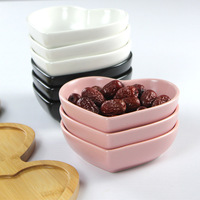 Assiette en céramique de luxe écologique en gros, plateau à fruits créatif en forme de cœur, plateau en bambou pour les fêtes d'enfants, desserts, bonbons