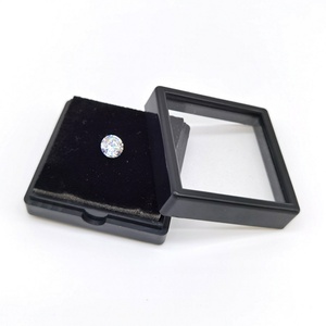 Boîte de présentation carrée simple en acrylique transparent à surface annulaire, en mousse à mémoire de forme monocouche, pour pierres précieuses en vrac et diamants bruts, anti-poussière - Product Image 4