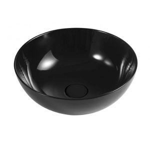 Lavabo Ovale Moderno in Porcellana Nera Slim 02 330x140mm per Lavaggio Mani in Hotel e Bagni - Product Image 1
