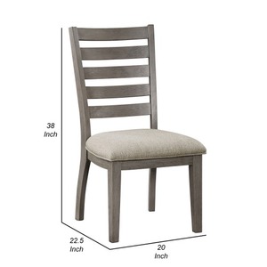 Trea 23 Inch Tufted Side Dining Chairs Set of 2 <b>Ladder</b> Back Gray Beige Cushioned Seat for Living Room Bedroom Office Furniture - Product Image 6