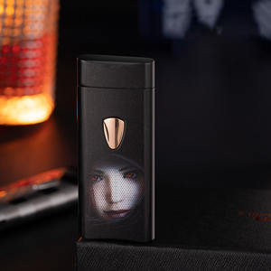 Ultra-Thin Luxury Stripe Induction Ignition Lighter Windproof Metal Butane Gas <b>Refilled</b> Cigarette Torch with Red Flame - Product Image 6