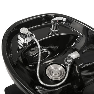 Chaise de lit <span class=keywords><strong>avec</strong></span> shampoing et cuir synthétique noir pour les salons de coiffure et de beauté et les salons de coiffure - Product Image 6