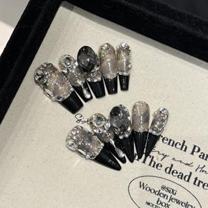 Diseño #227/#239 entrega rápida Negro Francés lujo Prensa en <span class=keywords><strong>uñas</strong></span> al por mayor <span class=keywords><strong>Kit</strong></span> <span class=keywords><strong>de</strong></span> <span class=keywords><strong>uñas</strong></span> acrílico profesional - Product Image 1