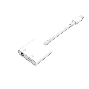 热卖原装母3.5毫米，适用于苹果照明至3.5毫米 + 照明插孔适配器线辅助电缆音频连接器