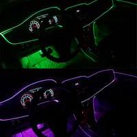 Bande lumineuse LED RGB néon 5M pour voiture, éclairage d'ambiance froid, style néon, pour intérieur de voiture