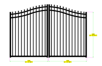 Portes d'allée à double balançoire en aluminium simples modernes en métal Princeton