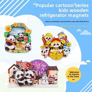Pandas sous différentes formes, aimants décoratifs créatifs en bois pour réfrigérateur, mignons pour enfants - Product Image 4