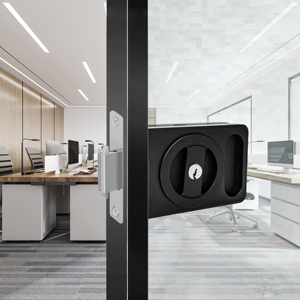 Cerradura de Manija para Puerta de Vidrio con Marco Delgado Exclusiva de Fábrica China, Cilindros Altos, Puerta Interior Corredera, Grado 3 ANSI, Aluminio 6063 - Product Image 1