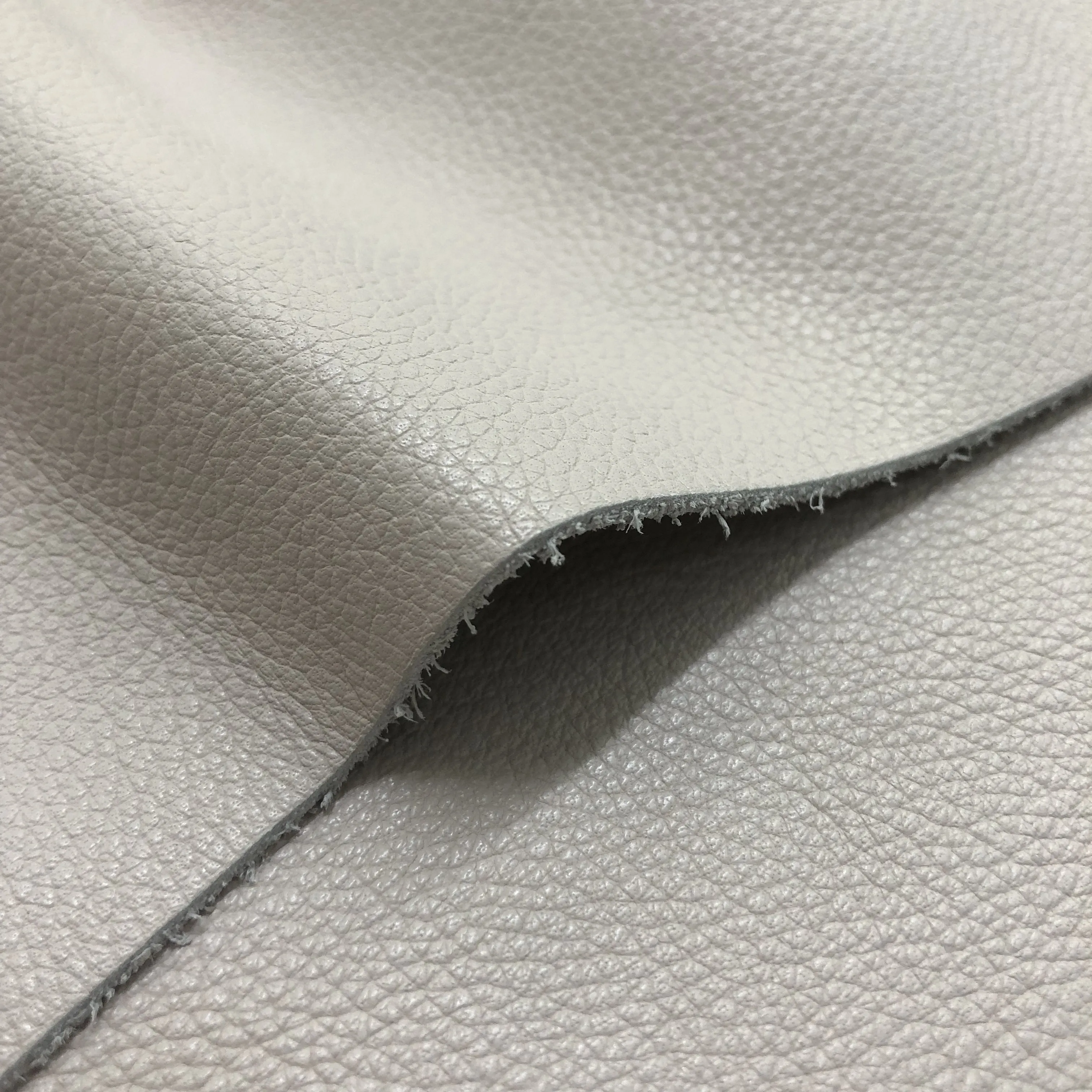 1.2-1.4mm Beige Lychee grain cowskin Lichee pattern head layer cowhide genuine leather for sofa shoes