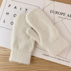 Gants chauds en forme de lapin pour femmes, moulant, personnalisé, pour l'<span class=keywords><strong>hiver</strong></span>, couleur unie, pour tous les doigts, Version coréenne - Product Image 2