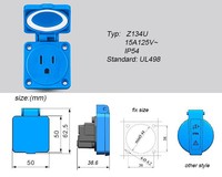 Prise ZNPON AMERICAN avec couvercle et contact de terre pour montage encastré, 15A 125 V ~ , Z134U