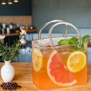 <span class=keywords><strong>Verre</strong></span> à boire créatif en borosilicate de haute qualité en forme de sac à main pour jus de fruits, thé, fleurs – Grand pichet en <span class=keywords><strong>verre</strong></span> transparent avec poignée - Product Image 2