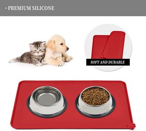 Tapis rectangulaire multifonctionnel en silicone pour chien, antidérapant, imperméable, pour gamelle et alimentation des animaux domestiques - Product Image 3