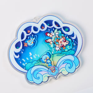 Juno creativo acrilico su ordinazione traballante di fascino glitter shaker portachiavi a due lati stampa ologramma - Product Image 4