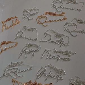 Dropshipping สร้อยคอจี้เพชรสแตนเลสทันสมัยคริสตัลชุบทองชื่อเครื่องประดับงานปาร์ตี้วันแม่ - Product Image 4