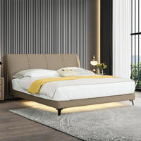 Matelas-lit en mousse à mémoire de forme moderne à température contrôlée, cadre en bois souple luxueux, lits rembourrés nouvelle définition