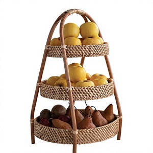 Panier à fruits en rotin tressé à la main, bol de service en osier, centre de table décoratif, décoration pour la cuisine, la salle à manger et la maison - Product Image 1